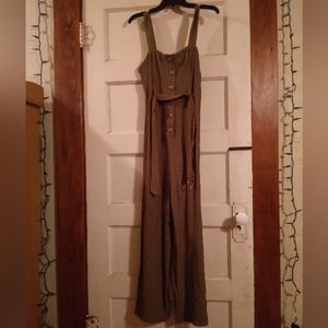 Button up olive green pantsuit